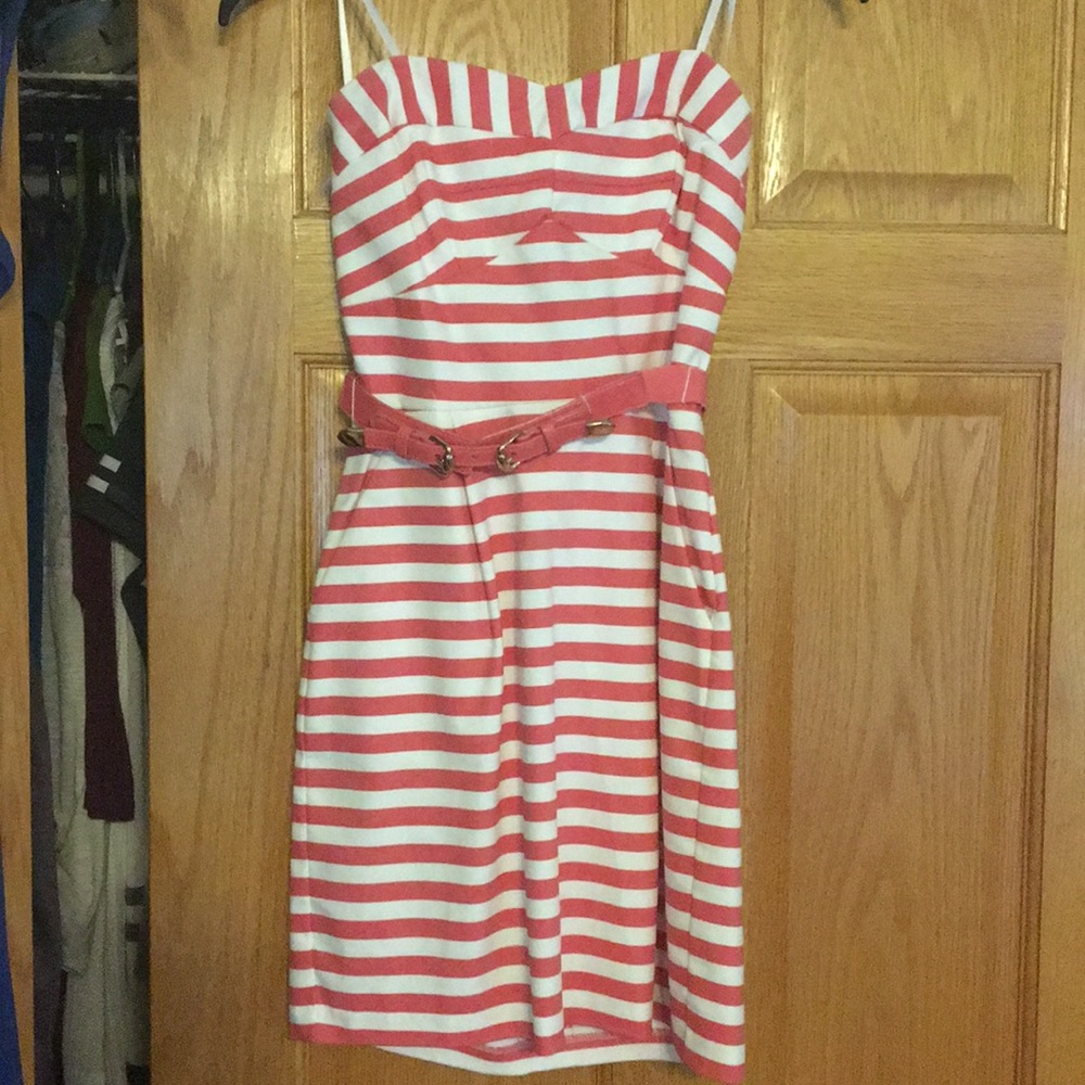 Pink and white striped dress